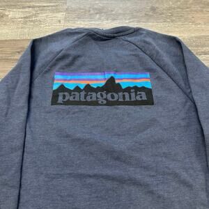 Patagonia Blue Mens M P-6 Logo Organic Cotton Lightweight‎ Crewneck Sweatshirt